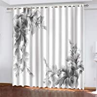 YUNSW Cortinas De Impresión Digital 3D De La Serie Gris- Cortinas Opacas para Jardín- Sala De Estar- Cocina- Dormitorio…